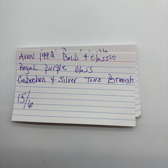 Avon 1992 Bold Classic Royal Purple Glass Cabochon Silver Tone Brooch J10 - Picture 2 of 8